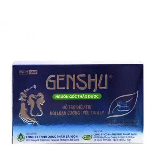 Viên nang Genshu hỗ trơ điều trị rối loạn cương dương, yếu sinh lý (3 vỉ x 10 viên)