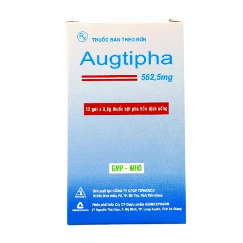 Thuốc bột pha hỗn dịch uống Augtipha 562,5mg kháng sinh điều trị nhiễm khuẩn (hộp 12 gói)