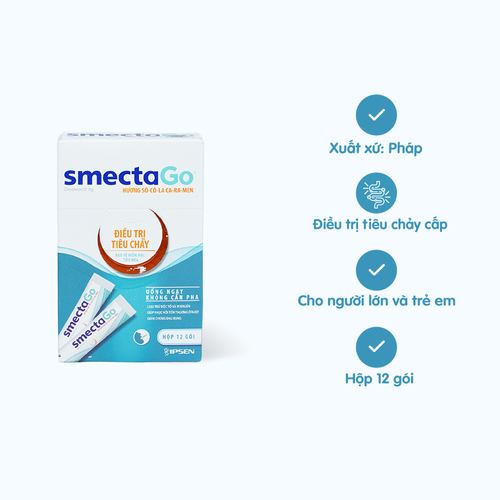 Bột pha uống Smecta Go 3g điều trị tiêu chảy, rối loạn tiêu hóa (hộp 12 gói)