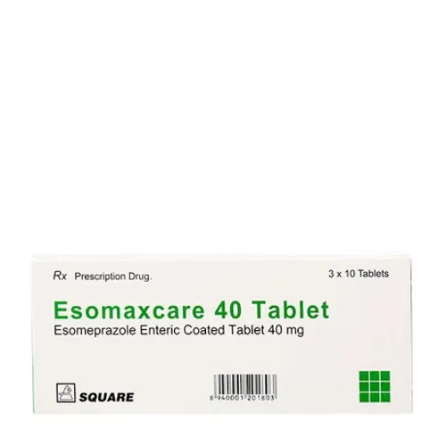 Viên nén Esomaxcare 40mg điều trị viêm loét thực quản do trào ngược, tăng tiết acid (3 vỉ x 10 viên)