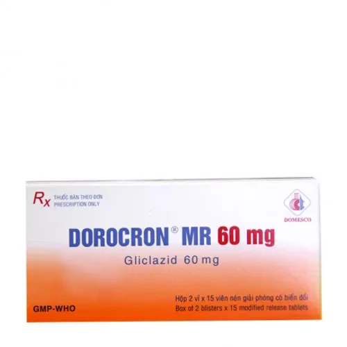 Viên giải phóng có kiểm soát Dorocron MR 60mg điều trị đái tháo đường type 2 (2 vỉ x 15 viên)