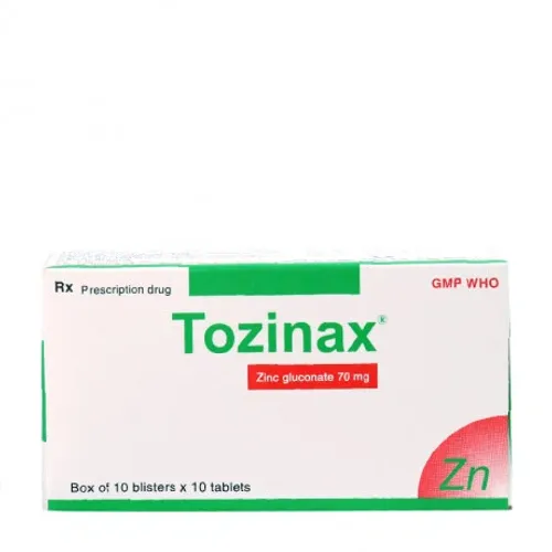 Viên nén Tozinax 70mg phòng ngừa và điều trị kẽm (10 vỉ x 10 viên)