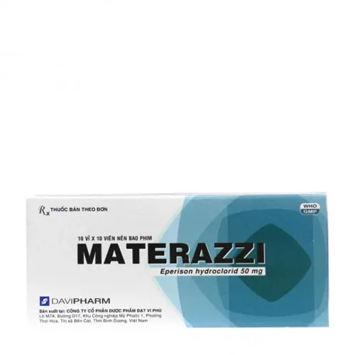 Viên nén Materazzi 50mg điều trị co thắt và tình trạng co cứng cơ (10 vỉ x 10 viên)