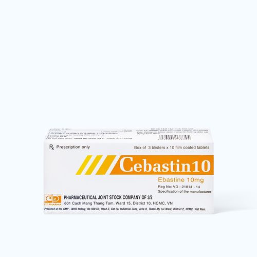 Viên nén Cebastin 10mg trị viêm mũi dị ứng, mày đay (3 vỉ x 10 viên)