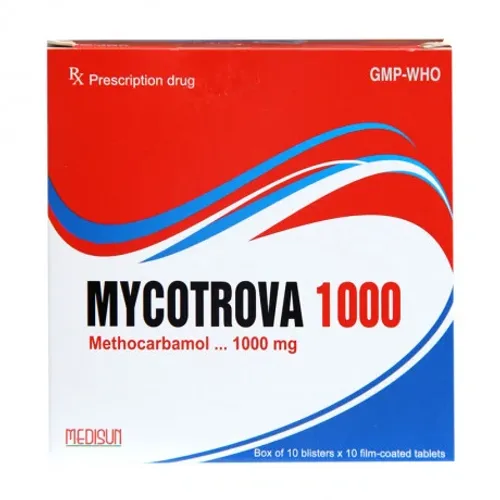 Viên nén Mycotrova 1000mg hỗ trợ điều trị đau co thắt cơ bắp liên quan đến xương (10 vỉ x 10 viên)