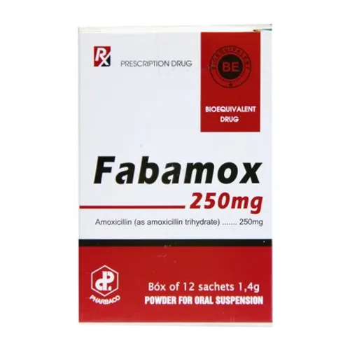 Thuốc bột Fabamox 250mg điều trị nhiễm khuẩn (hộp 12 gói)