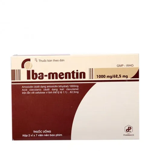 Viên nén Iba-Mentin 1000mg/62,5mg điều trị nhiễm khuẩn (2 vỉ x 7 viên)