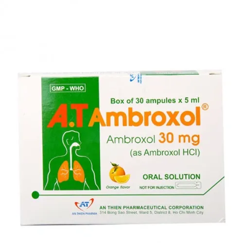 Dung dịch uống A.T Ambroxol 30mg/5ml tiêu nhầy, loãng đàm, giảm ho (30 ống x 5ml)