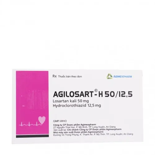 Viên nén Agilosart-H 50mg/12,5mg điều trị tăng huyết áp (3 vỉ x 10 viên)