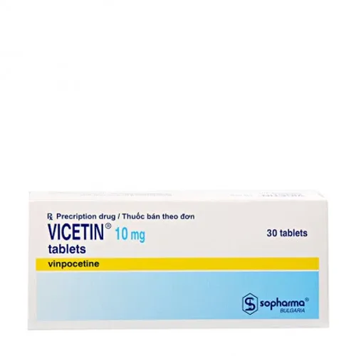 Viên nén Vicetin 10mg điều trị rối loạn tuần hoàn não, giảm thính lực (3 vỉ x 10 viên)