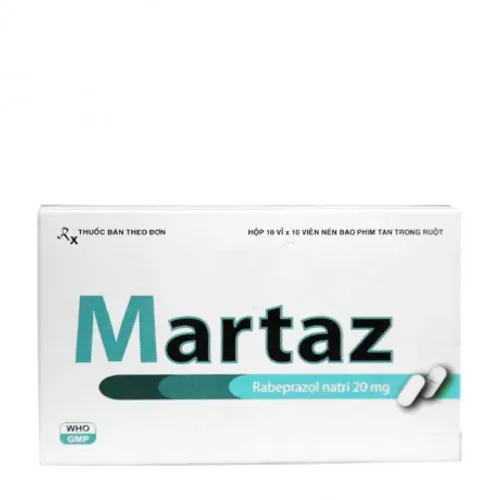 Viên nén Martaz 20mg điều trị bệnh trào ngược dạ dày thực quản (GERD) (10 vỉ x 10 viên)