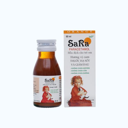Hỗn dịch uống Sara for children 250mg/5ml giảm đau từ nhẹ đến vừa và hạ sốt (chai 60ml)