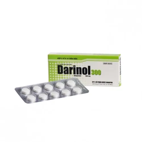 Viên nén Darinol 300mg trị gout, tăng acid uric (2 vỉ x 10 viên)