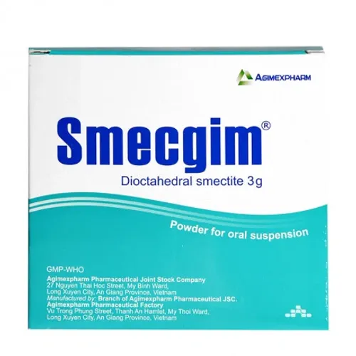 Bột pha uống Smecgim 3g điều trị tiêu chảy, rối loạn tiêu hóa (hộp 30 gói)