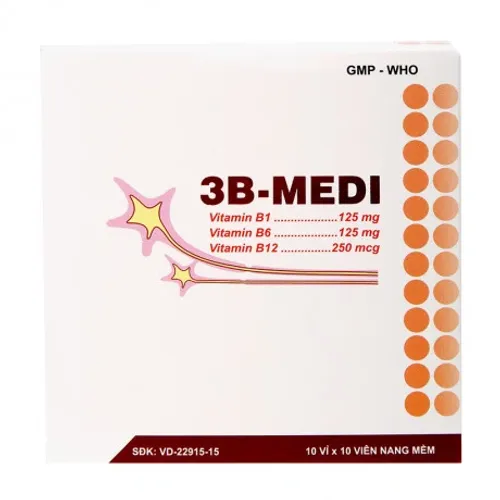 Viên nang 3B Medi điều trị rối loạn do thiếu vitamin B1, B6, B12 (10 vỉ x 10 viên)