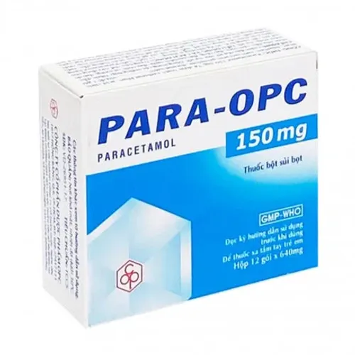 Bột sủi bọt Para - OPC 150mg giảm đau từ nhẹ đến vừa và hạ sốt (hộp 12 gói)