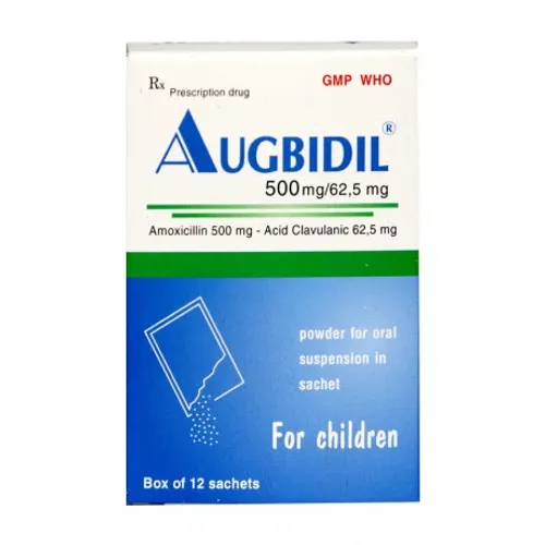 Thuốc bột Augbidil 500mg/62,5mg điều trị nhiễm khuẩn (hộp 12 gói)