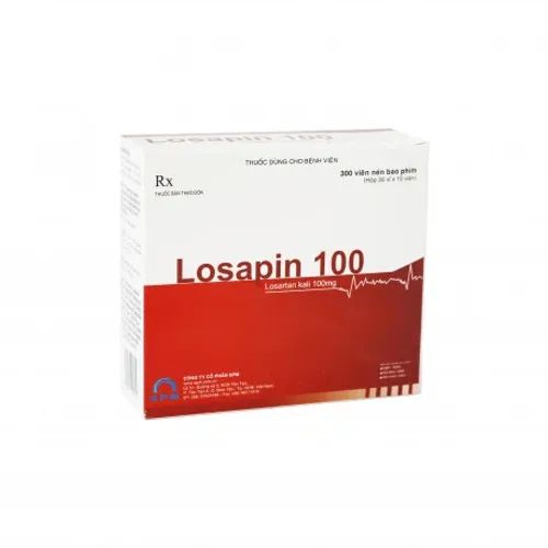 Viên nén Losapin 100mg điều trị tăng huyết áp (3 vỉ x 10 viên)