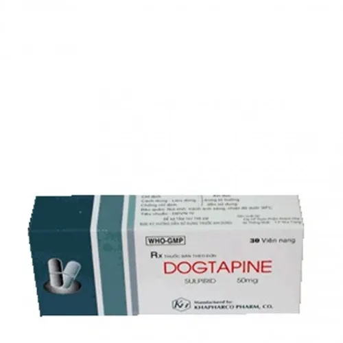Viên nang Dogtapine 50mg điều trị tâm thần phân liệt cấp và mãn tính (3 vỉ x 10 viên)