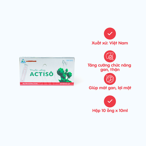 Dung dịch uống Actiso mát gan, thông mật, lợi tiểu (hộp 10 ống)