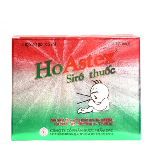 Siro thuốc HoAstex 5ml điều trị viêm đường hô hấp , giảm ho, giảm đau họng (30 gói x 5ml)