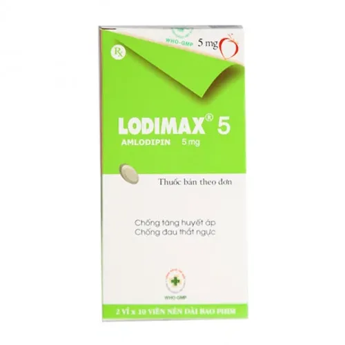 Viên nén Lodimax 5mg điều trị tăng huyết áp, đau thắt ngực (2 vỉ x 10 viên)