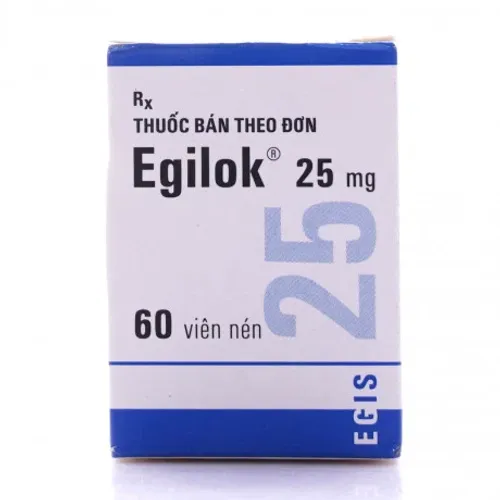 Viên nén Egilok 25mg điều trị tăng huyết áp, đau thắt ngực (hộp 60 viên)