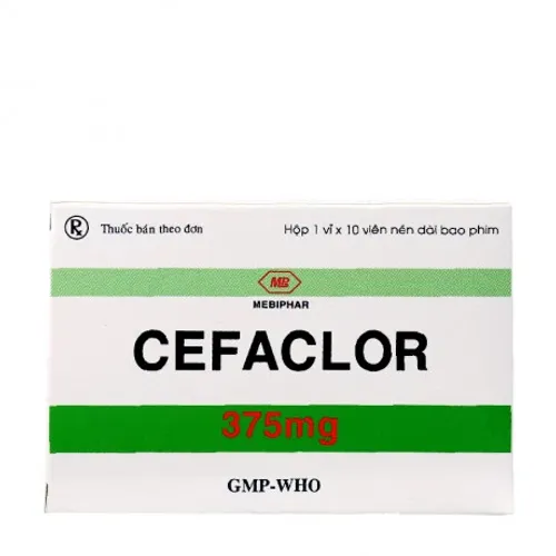 Viên nén Cefaclor 375mg Mebiphar kháng sinh điều trị nhiễm khuẩn (1 vỉ x 10 viên)