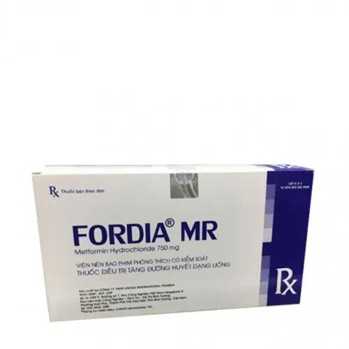 Viên giải phóng có kiểm soát Fordia MR 750mg điều trị đái tháo đường type 2 (6 vỉ x 10 viên)