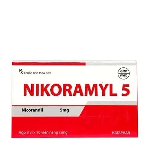 Viên nén Nikoramyl 5mg phòng ngừa và điều trị cơn đau thắt ngực ổn định (3 vỉ x 10 viên)