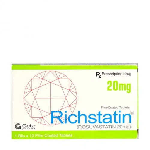 Thuốc điều trị rối loạn mỡ máu Richstatin 20mg (1 vỉ x 10 viên/hộp)