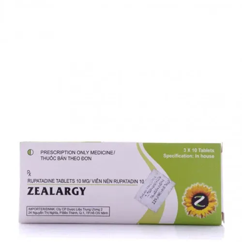 Viên nén Zealargy 10mg điều trị chứng viêm mũi dị ứng và mày đay (3 vỉ x 10 viên)