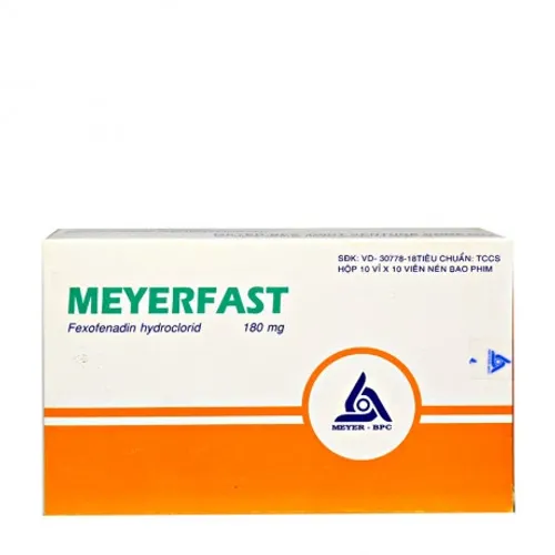 Viên nén bao phim Meyerfast 180mg điều trị viêm mũi dị ứng, mày đay (10 vỉ x 10 viên)