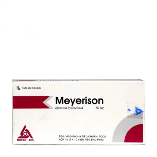 Viên nén Meyerison 50mg điều trị chứng tăng trương lực cơ và liệt cứng cơ (10 vỉ x 10 viên)