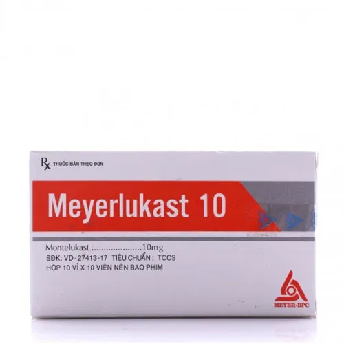 Viên nén Meyerlukast 10mg dự phòng và điều trị hen phế quản mạn tính (10 vỉ x 10 viên)
