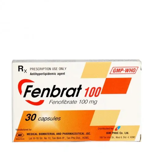 Viên nang cứng Fenbrat 100mg điều trị rối loạn lipid máu (3 vỉ x 10 viên)