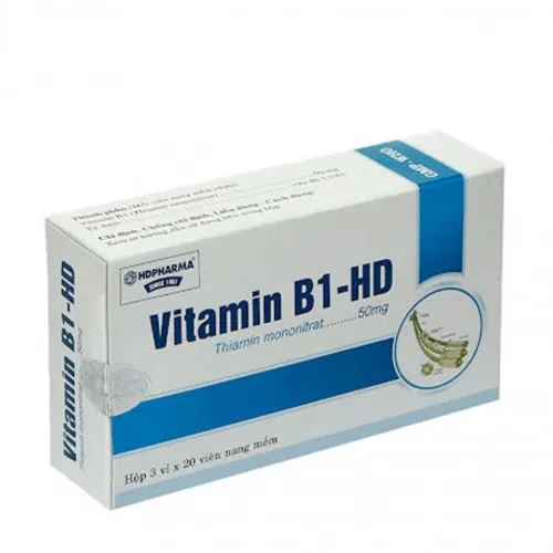 Viên nang mềm Vitamin B1 50mg điều trị và phòng bệnh thiếu vitamin B1 (3 vỉ x 20 viên)