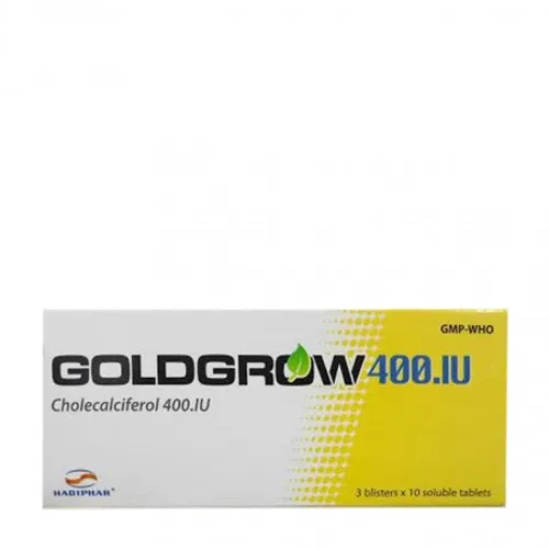 Viên nén Goldgrow 400IU điều trị thiếu vitamin D (3 vỉ x 10 viên)