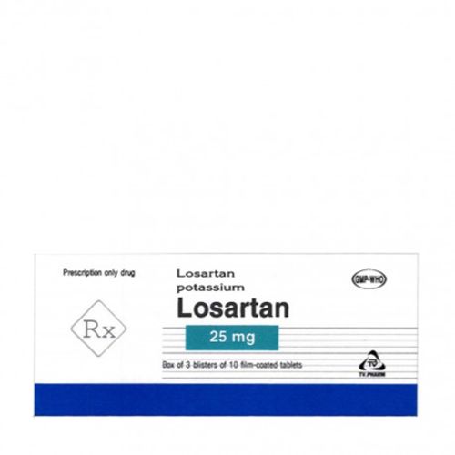 Losartan 25mg (Hộp 3 vỉ x 10 viên)