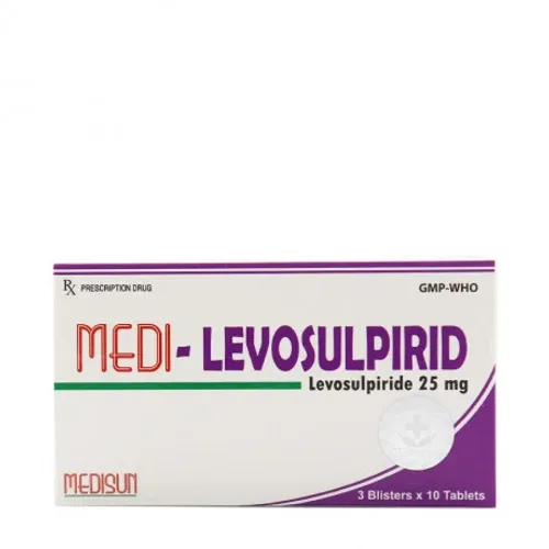 Viên nén Medi-Levosulpirid 25mg điều trị tâm thần phân liệt cấp và mạn tính (3 vỉ x 10 viên)