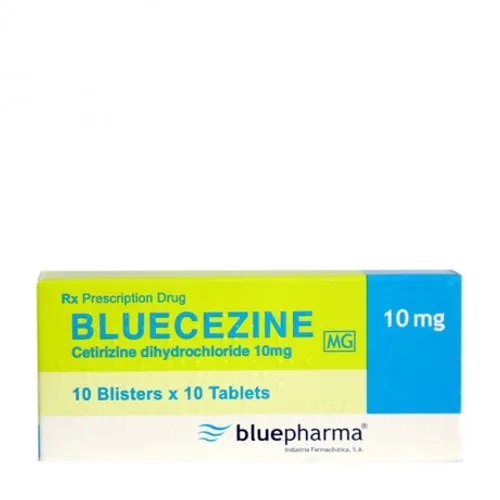 Viên nén Bluecezin Bluepharma 10mg điều trị triệu chứng viêm mũi dị ứng, mày đay (10 vỉ x 10 viên)