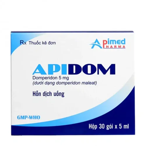 Hỗn dịch uống Apidom 5ml điều trị chứng nôn và buồn nôn, nấc cụt, ăn không tiêu (30 gói x 5ml)