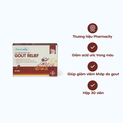 Viên uống Pharmacity Gout Relief hỗ trợ giảm đau, giảm các biểu hiện do gout gây ra (Hộp 30 viên)