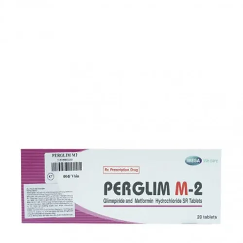 Viên giải phóng có kiểm soát Perglim M - 2 2mg/500mg điều trị đái tháo đường type 2 (5 vỉ x 20 viên)