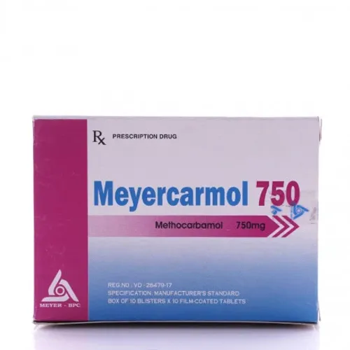 Viên nén Meyercarmol 750mg Meyer-BPC trị đau do co thắt cơ, gãy xương, trật khớp (10 vỉ x 10 viên)