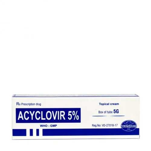 Thuốc dùng ngoài Acyclovir 5% Quảng Bình trị trường hợp nhiễm virus herpes simplex trên da (tuýp 5g)