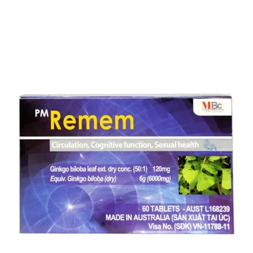 Viên nén PM Remem BV Pharma cải thiện trí nhớ, giảm đau đầu mất ngủ (4 vỉ x 15 viên)
