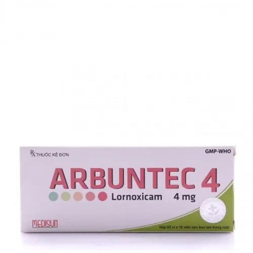 Viên bao tan ở ruột Arbuntect 4mg Medisun kháng viêm, giảm đau xương khớp (3 vỉ x 10 viên)