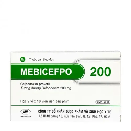 Viên nén Mebicefpo 200mg Mebiphar kháng sinh điều trị nhiễm khuẩn (2 vỉ x 10 viên)