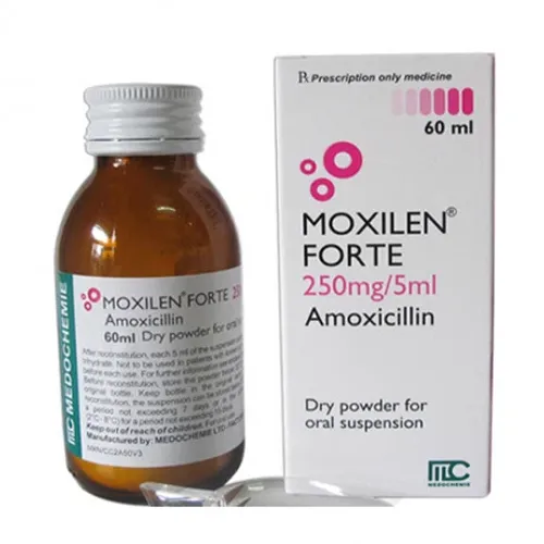 Bột pha hỗn dịch uống Moxilen forte 250mg/5ml Medochemie kháng sinh điều trị nhiễm khuẩn (chai 60ml)